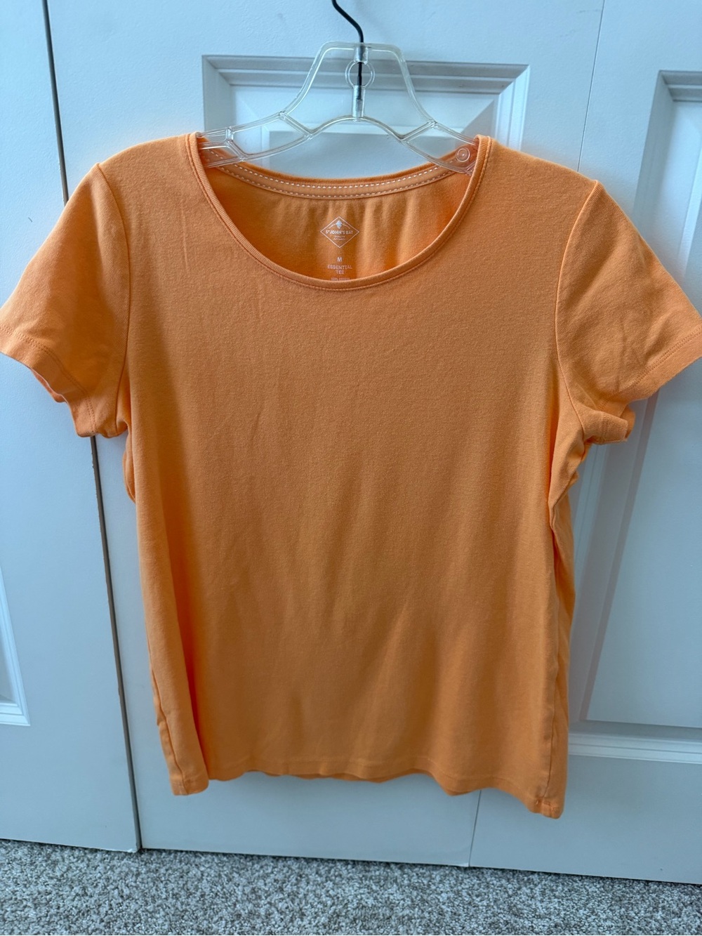 St. John's Bay Women's Orange Solid Cotton Knit Short Sleeve Tee Size M